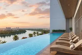 Infinity Pool With River View at Godrej River Royale