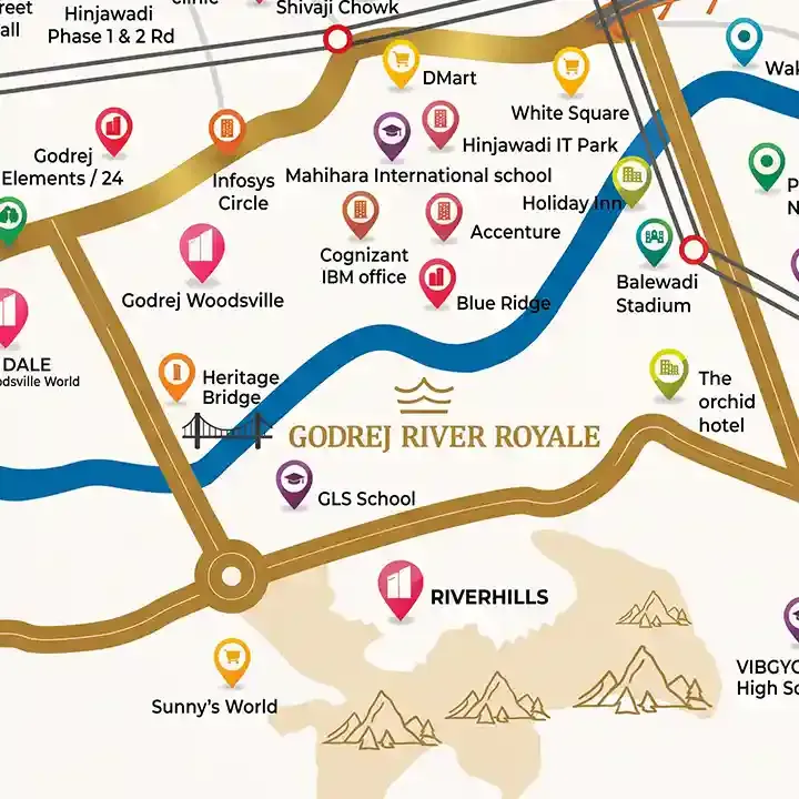 Godrej River Royale location map, baner
